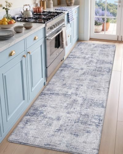 DEXI Kitchen Floor Mats Cushioned Anti Fatigue Runner Rug 23x86 Blue