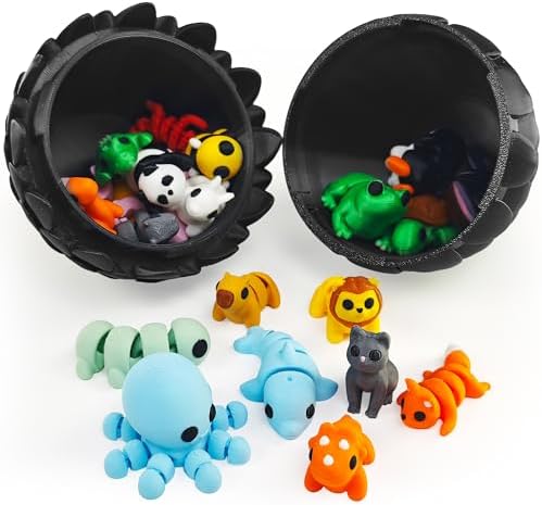 25 pcs Animal Figurines with Dragon Egg, 3D Printed Animal Figurines Set with Dragon Egg, Articulated, Party Favors, Gifts for Boys Girls Toddlers, Office Desk Pets, Classroom Rewards