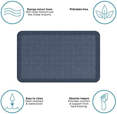 NewLife by GelPro Anti-Fatigue Designer Comfort Kitchen Floor Mat, 20x32”, Tweed High Tide Stain Resistant Surface with 3/4” Thick Ergo-Foam Core for Health and Wellness