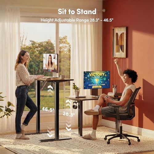 FEZIBO Standing Desk 32 × 19 Inch Electric Height Adjustable, Rustic Brown