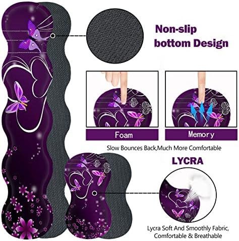 Upgraded Extended Gaming Mouse Pad, Keyboard Wrist Rest Pad, Wrist Support Mousepad Set, Artso Large Rubber Base Stitched Edges, Multifunctional Desk Pad (35 x15.5 in), Purple Heart Butterfly