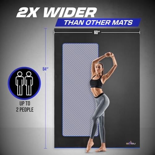 Sensu Large Exercise Mat – Extra Thick Non-Slip Workout Mat for Home Gym, Durable Shoe-Friendly Fitness Mat for Strength Training, Stretching, Cardio, and Balance Workouts (Multiple Sizes)