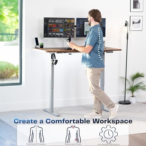 VIVO Rustic Vintage Brown 60 x 30 in Standing Desk, DESK-KIT-1G6N-30