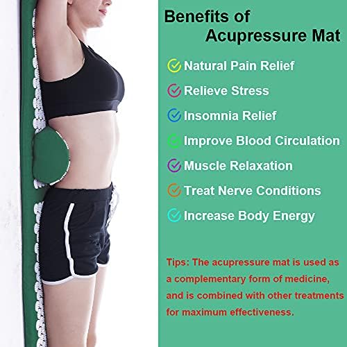 XiaoMaGe 47" Acupressure Mat and Pillow Set with Carry Bag (Green)