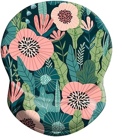 Mouse Pad, Ergonomic Mouse Pad with Wrist Support Pain Relief Comfort Wrist Rest Pad with Non-Slip PU Base for Gaming, Home, Office & Travel, Floral Abstract