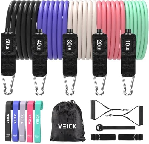 VEICK Resistance Bands with Handles, Exercise Tube Bands Set for Workouts