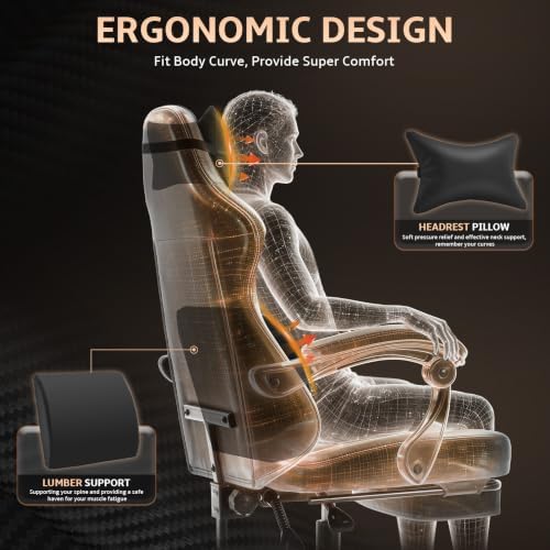 Office Computer Gaming Chair for Adults with Footrest, Black