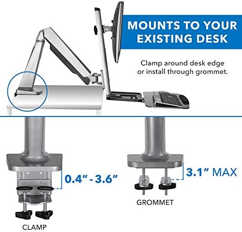 Mount-It! Dual Monitor Arm Desk Mount Sit-Stand Workstation, Clamp Base
