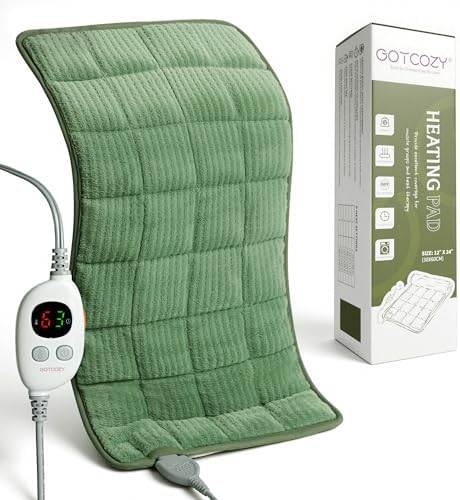 GOTCOZY Heating Pad 12"x24" for Back Pain Relief & Cramps(Sage Green)