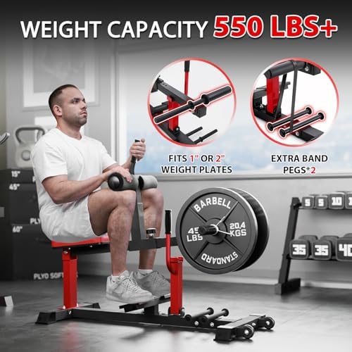 GMWD Adjustable Seated Calf Raise Machine with Band Pegs for Leg Training and Exercise - Home Gym Equipment