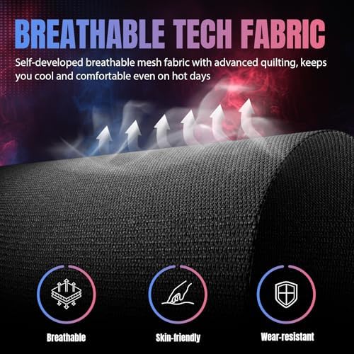 GTPLAYER RGB Gaming Chair with Footrest, LED Lights, Ergonomic Computer Chair with Linkage Armrest, Breathable Fabric for Home Office Desk - Video Game Chairs for Adults