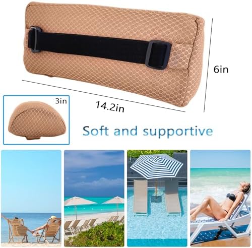 1 Pack Headrest Pillow for Patio Chaise Lounge,Recliner,Beach Chair,Brown