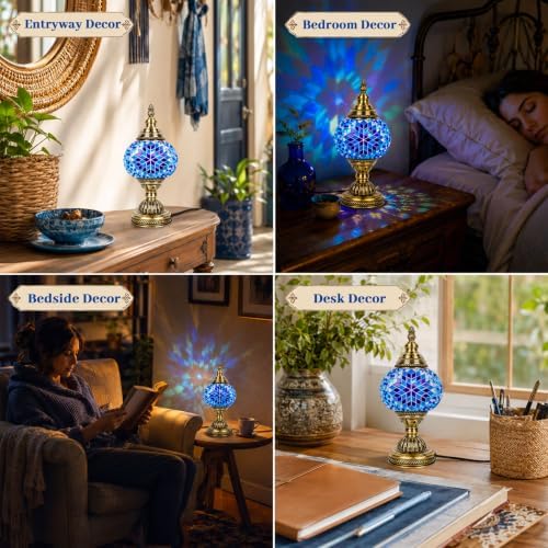 Joyclub DIY Turkish Mosaic Lamp Kit for Adults, Beginner Friendly, Blue