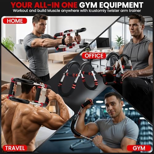 Twister Arm Trainer, Adjustable Resistance (20–130 lbs) Chest & Arm Trainer for Men & Women, Gorilla Bar Chest & Upper Body Workout Equipment, Ergonomic Home Workout Equipment with Anti-Slip Handles