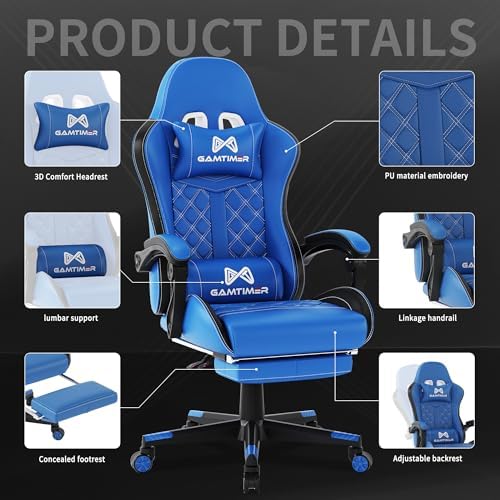 Gamtimer Gaming Chair, 400 LB Weight Capacity,with Pocket Spring Cushion