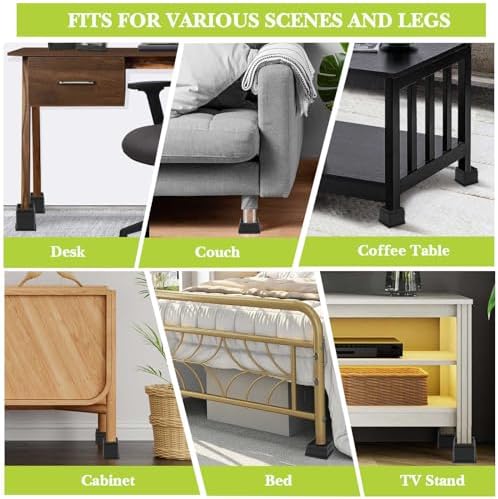 8 Pack Furniture Risers 3 Inch, Adjustable Bed Risers Heavy Duty for Table Desk Couch Chair Sofa Cabinet Bed Frame Dorm, Square Stackable Table Leg Risers Lift Height 1", 2” or 3", Black
