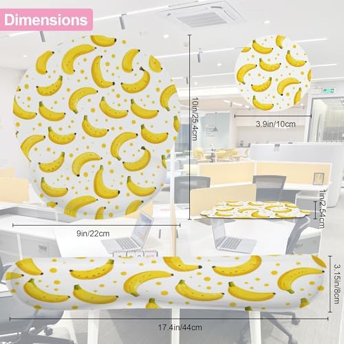 Cute Banana Mouse Pad with Wrist Rest Set, 3-in-1 Wrist Support Mousepad Set, Gaming Mat Pad with Anti-Skid Base,Ergonomic Memory Foam Mouse Pad Set for Women, Office, Typing, Gaming