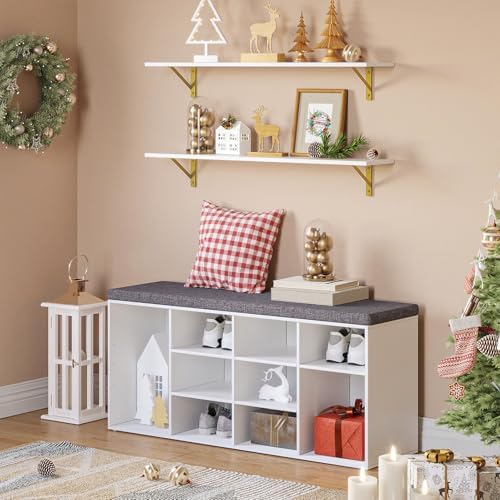 DINZI LVJ Long Wall Shelves, 39.4Inch Wooden Wall Mounted Shelves, Set of 4
