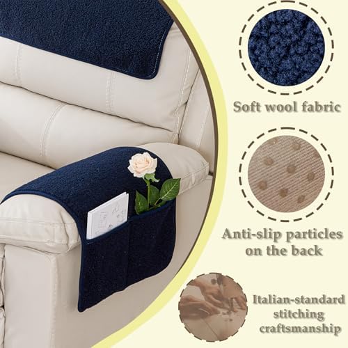 Armrest Covers for Recliner set of 3 Couch Arm Covers with Pockets for Sofa