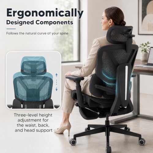 Office Chair Ergonomic with Dynamic Adjustable Lumbar Support