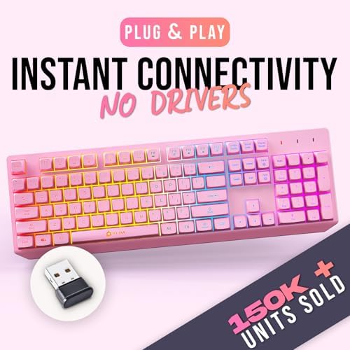 KLIM Wireless Gaming Keyboard RGB - Rechargeable Water-Resistant Backlit
