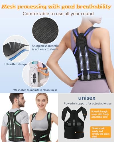 Posture Corrector for Women & Men, Back Brace Adjustable Full Back Support - Shoulder Straightener for Upper & Lower Back Pain Relief, Scoliosis, Hunchback, Hump, Thoracic Spine Correc (Large)