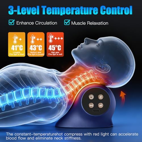 Neck Massager with Heat, Red Light & Vibration