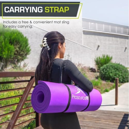 ProsourceFit Extra Thick Yoga and Pilates Mat, 71-inch Long High Density Exercise Mat with Comfort Foam and Carrying Strap
