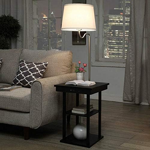 Brightech Madison w. Table & Lamp Combo, Desk Lamp with Wireless Charging Pad and USB Port, Bedside Reading Lamp, Nightstand Lamp with LED Bulb for Bedroom, Living Room, Office - Classic Black
