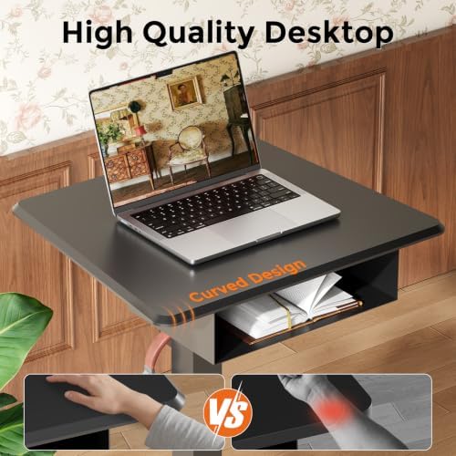 JOY worker Rolling Laptop Desk with Drawer, 23.6" Small Black Mobile Desk
