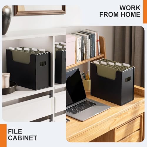 Qeeenar 1 Pcs Hanging File Box with 5 Pcs Green Hanging File Folders