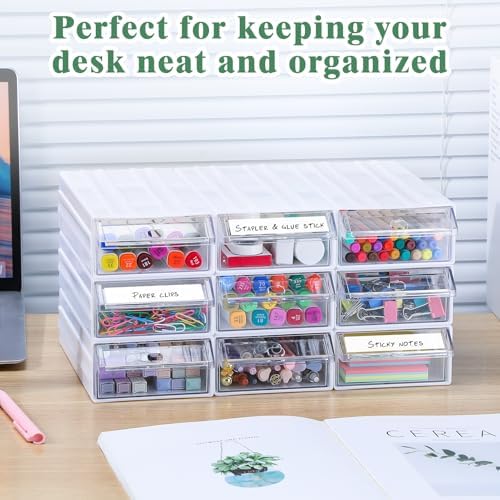 Aulock 9 Pcs Stacking Drawer Organizers for Office Home Dorm Room Supplies