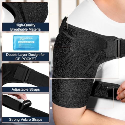 Shoulder Brace for Men and Women Recovery Shoulder- Adjustable Compression Support for Rotator Cuff & Arthritis Pain Relief, Shoulder Injury Stabilizer, Universal Fit Left/Right