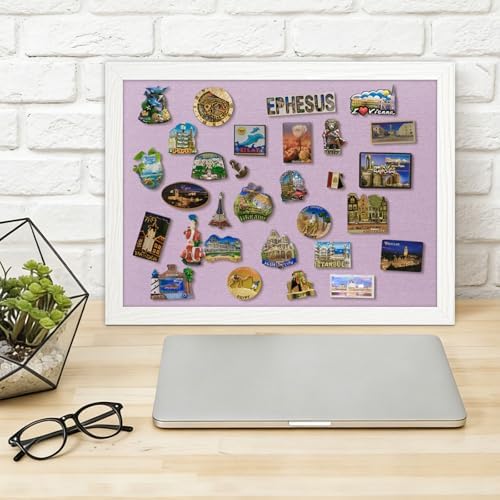 DOLLAR BOSS Double-Side Bulletin Board with Linen 16"x12" Cork Board Purple