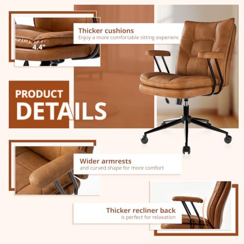 Ergonomic Home Office Chair Leather Desk Chairs with Adjustable Height