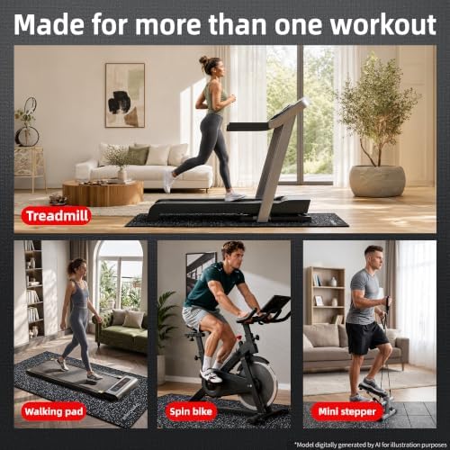 GymCope Foldable Treadmill Mat for Hardwood Floors Carpet, 6mm Exercise Mat