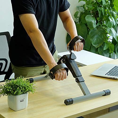 Folding Pedal Exerciser - Mini Exercise Bike Under Desk Bike Pedal Exerciser with LCD Display for Arms and Legs Workout, Portable Desk Bike Peddler Machine for Adults & Seniors