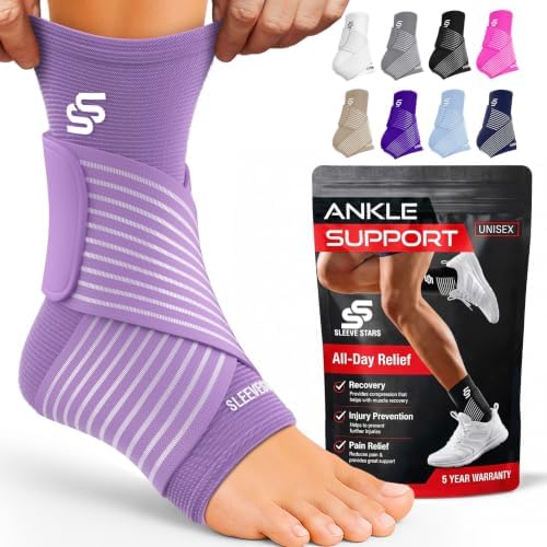 Sleeve Stars Ankle Brace for Men & Women (Single/M:10"-12"/Light Purple)