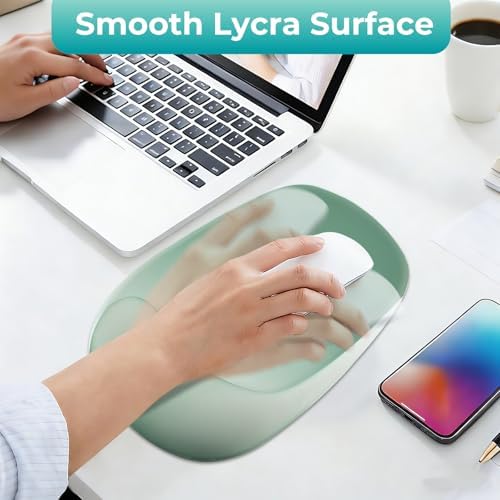 Mouse Pad with Wrist Rest Support, Ergonomic Mousepad with Comfortable Gel Cushion, Gaming Mouse Pad with Non-Slip PU Base, Relieve Pain Relief, for Home Office Computer Laptop, Green