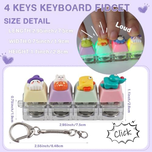 2 Pcs Resin Animals Keyboard Fidget Toy, Creamy & Clicky Fidget Keychain