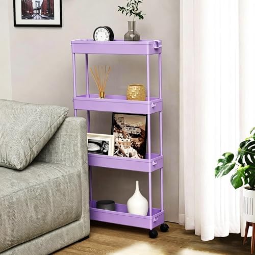 SPACELEAD 2-piece Set Slim Storage Cart 3 Tier,Bathroom Organizer Rolling Utility,Mobile Shelving Unit Slide Out for Office, Kitchen, Laundry Room & Narrow Places