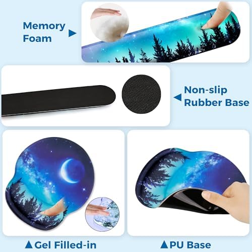 Mouse Pad and Keyboard Wrist Rest Support,Ergonomic Mouse Pad Set