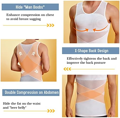 TAILONG Men's Compression Shirt for Body Shaper Slimming Vest Tight Tummy Underwear Tank Top