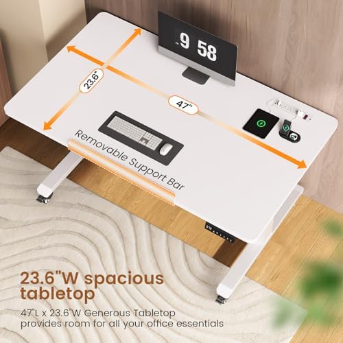 SEDETA 47 x 24 Inches Electric Standing Desk, 180° Tiltable Mobile Rising