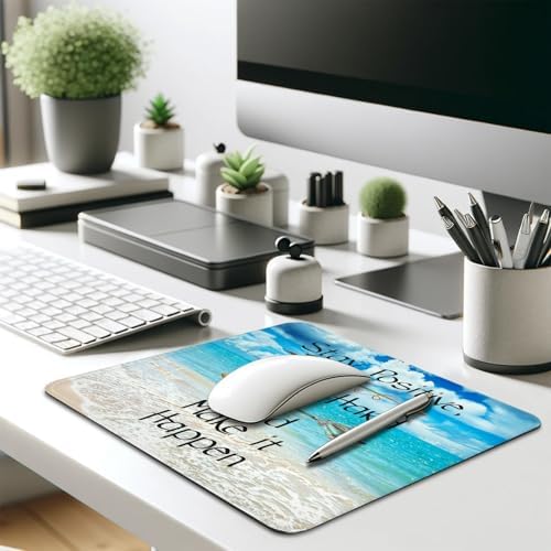 Stay Positive Work Hard Mouse Pad, Inspirational Beach Quotes Desk Mat