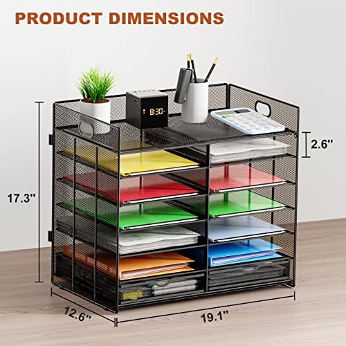 Marbrasse Literature Organizer, Paper Organizer Desk Organizers,Dark Black