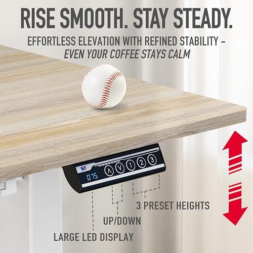 SHW 48-Inch Electric Height Adjustable Standing Desk w/Drawer, Maple