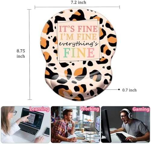 Ergonomic Wrist Support Mouse Pad - Comfortable Computer Mouse Pad with Non-Slip PU Base for Home Office Working Gaming (Everything's Fine)
