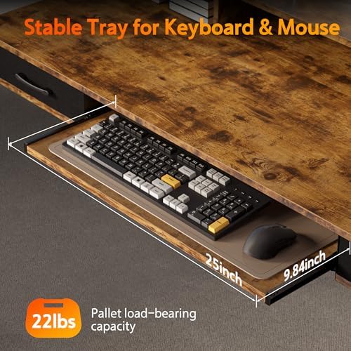 WALKINGDESK 55x24 Inches Electric Standing Desk with Keyboard Tray, Height Adjustable Stand up Desk with 2 Drawers, Ergonomic Sit to Stand Desk with Storage Monitor Stand, Computer Table, Rustic Brown