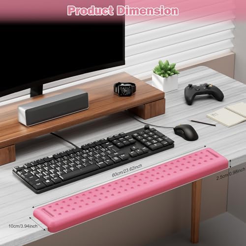 Leolee L-Shaped Desk Long Wrist Rest Elbow 60CM, Pink Arm Rest for Desk